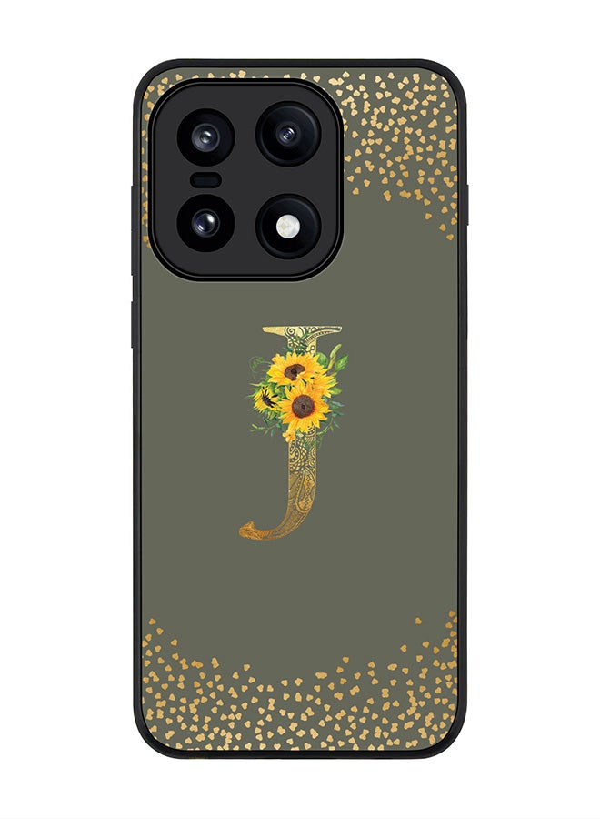 For OnePlus 15 Case,Slim fit Camera Protection, Shockproof Thin Phone cover  - Custom Floral Monogram - J  (Olive Green )